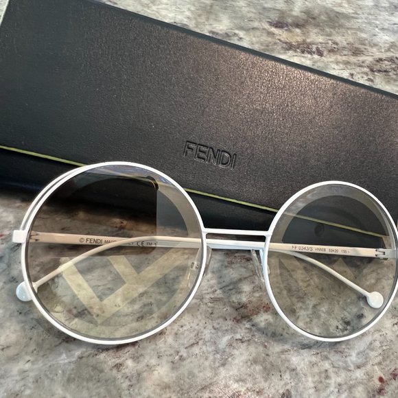 Fendi FF0343/S Fendirama White Logo Round Sunglasses main image 7